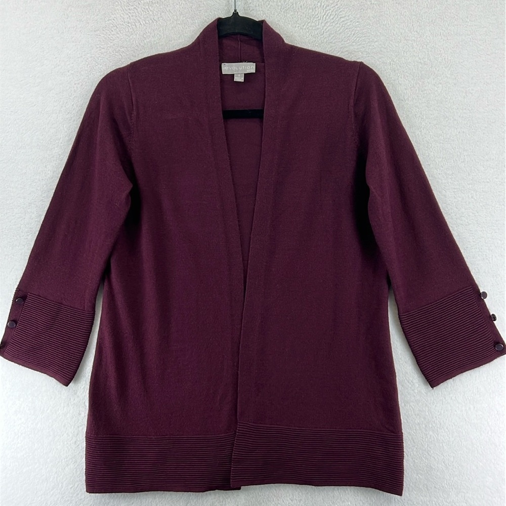 Evolution / Cyrus from Stitch Fix Cardigan Sz S Wine Open Front Rayon Blend NWOT